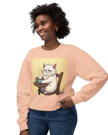 Cute Cat Coffee Sweatshirt, Animal Lover Gift, Cozy Jumper, Pet Lover Apparel, Fun Casual Clothing, Cute Cat Design